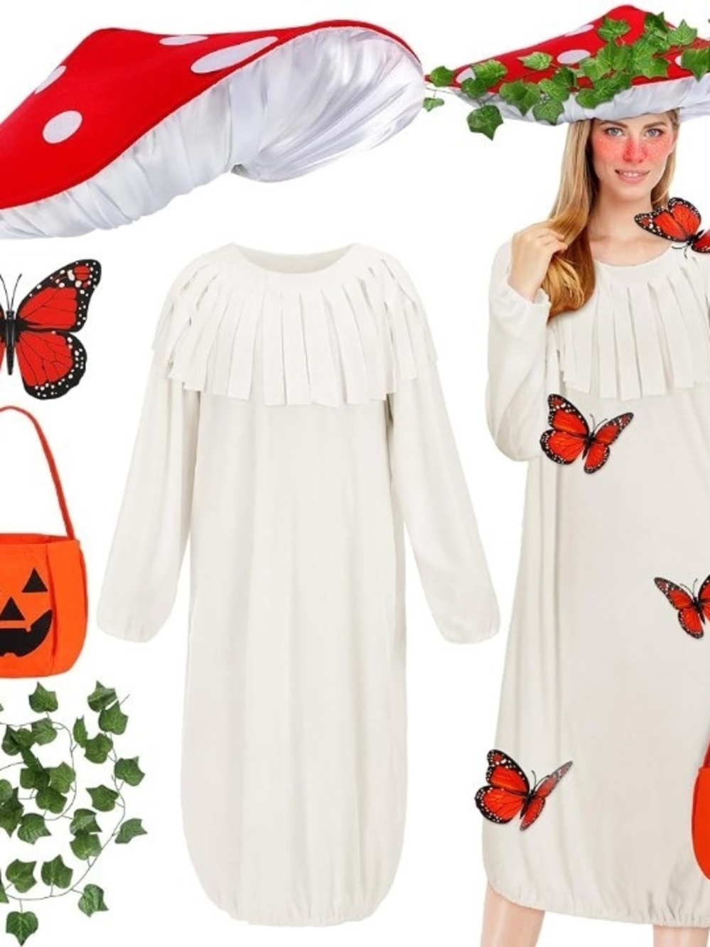 NWT Mushroom Butterfly Fairy Toadstool Costume Set Cottagecore Halloween, XL